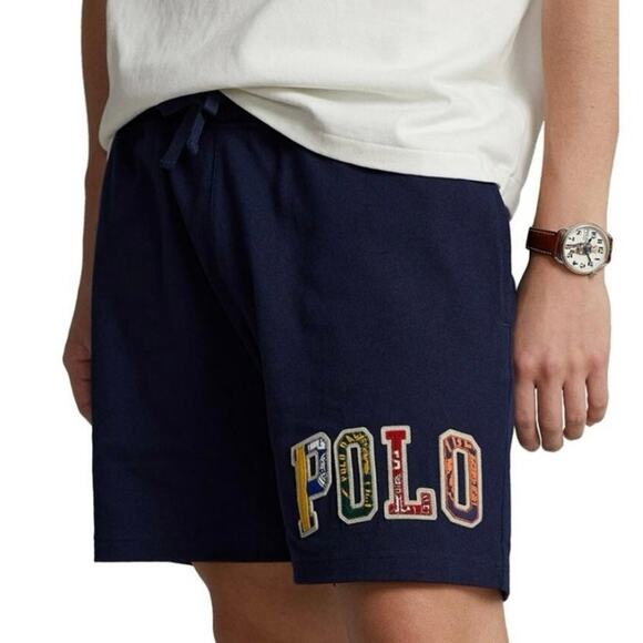 Polo Ralph Lauren Other - Polo Ralph Lauren Varsity Letter Cotton Blend Knit Sweat Shorts Navy Men's 2XB